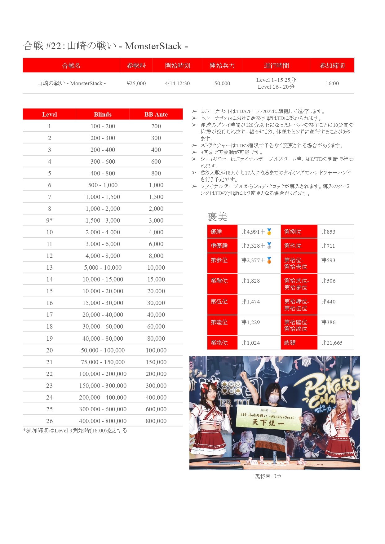 22-山崎の戦い-MonsterStack–戦国ポーカーツアー-2024–春の陣