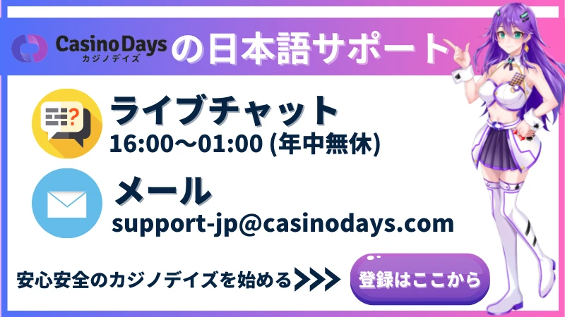 カジノデイズ CasinoDays 日本語　サポート