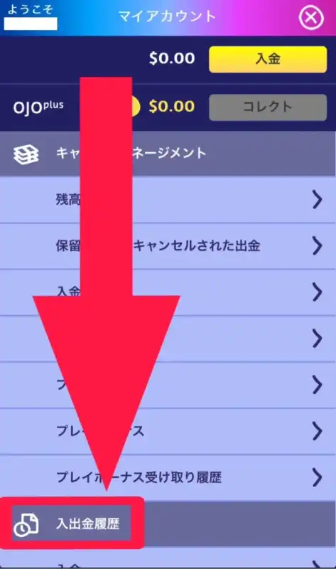 プレイオジョ　入金方法　履歴を確認