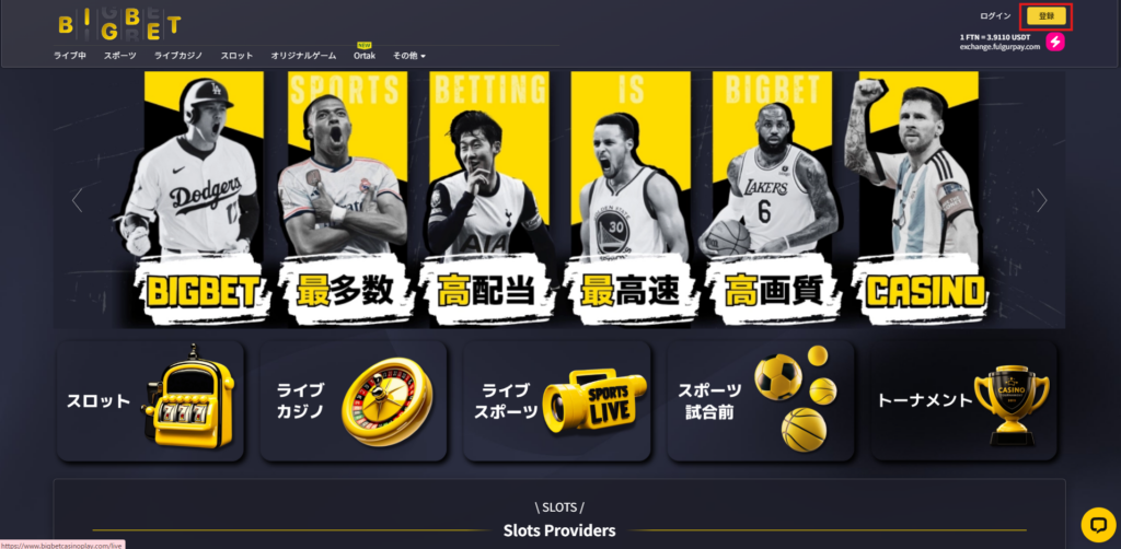 ビッグベットカジノ 登録方法1