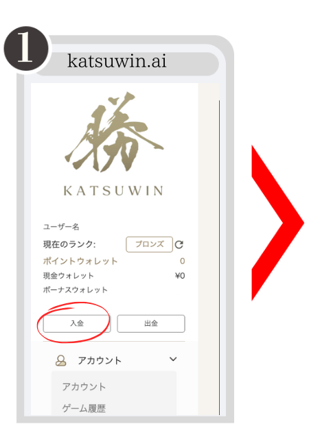 勝WINカジノ入金手順1