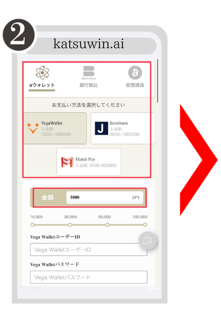 勝WINカジノ入金手順2